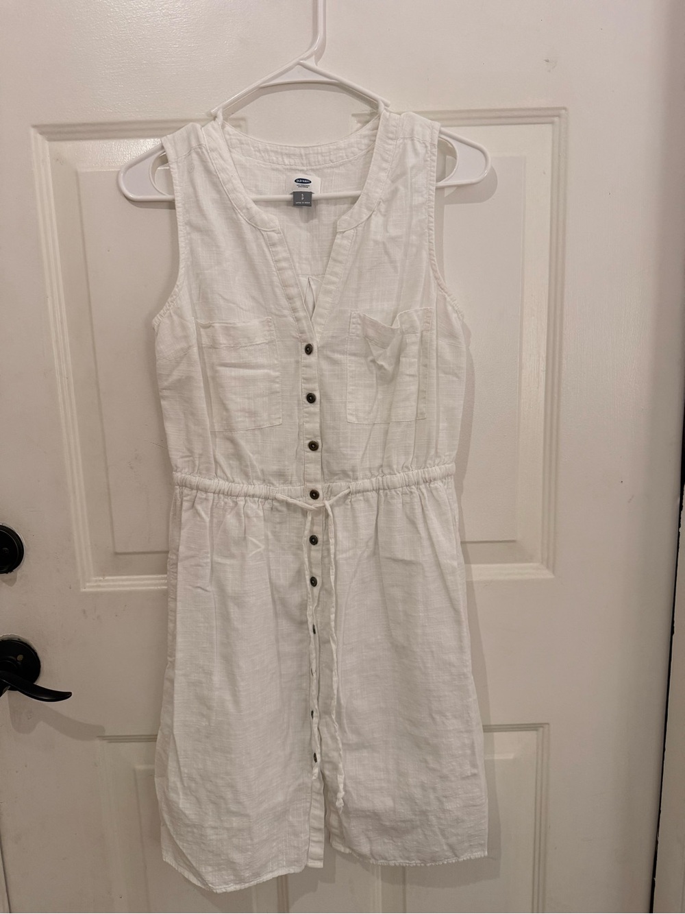 Old Navy White Sleeveless Button-Front Mini Dress
